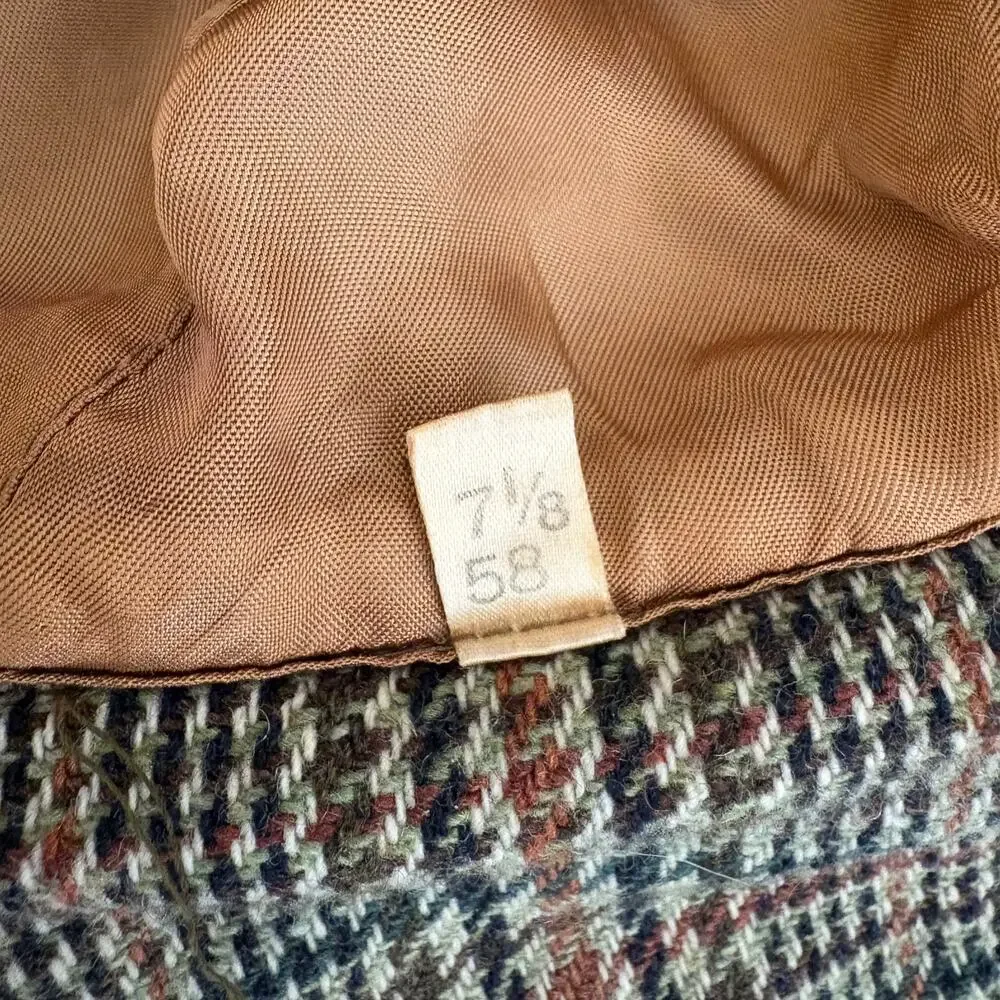 Vintage Tweed Wool Plaid Deerstalker Sherlock Holmes Hat Iconic Hunting Preppy
